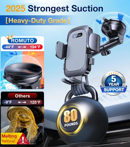 Vista 4 de Romuto Soporte de teléfono para automóvil 【Succión más fuerte】 Soporte de teléfono para teléfono celular de automóvil para tu automóvil, accesorios
