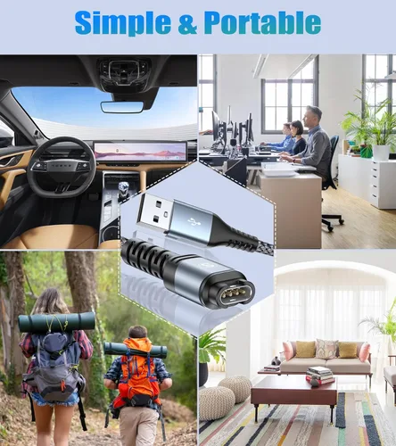 Vista 7 de Garmin - Cable cargador de reloj [2 unidades, 6.6 pies] compatible con Garmin Fenix 5 5S 5X 6 6S 6X Plus Pro 7 7S 7X, Forerunner 945 45 45S 245