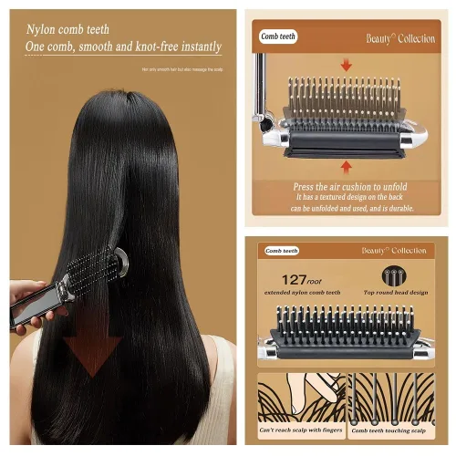 Vista 5 de Cepillo de pelo portátil Cepillo de pelo plegable con espejo Bolsillo compacto Mujeres Hombres Cepillos de pelo Cepillo de bolsillo Herramientas