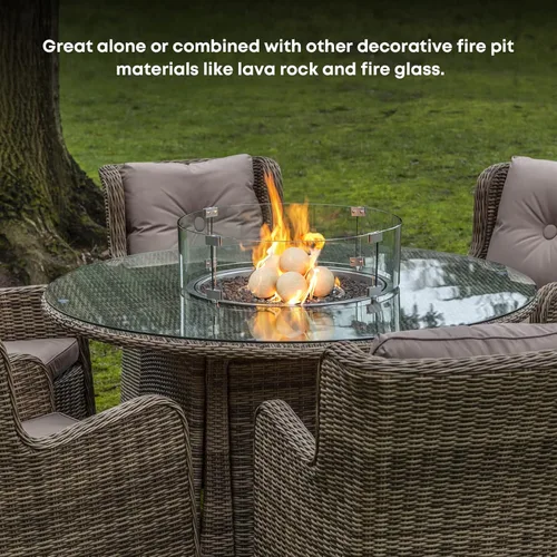 Vista 7 de Stanbroil - Bolas de cerámica de 5" redondas para hoguera, cuenco de fuego y chimenea - Juego de 6, Beige