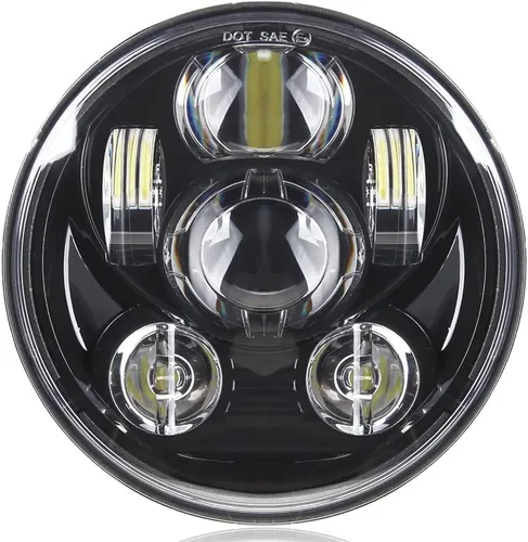 SUNPIE 5-3/4 5.75 pulgadas Faro de Aluminio Negro Compatible con Sportster, Compatible con Motocicletas H_arley XL883/XL1200 Glide Deuce Street