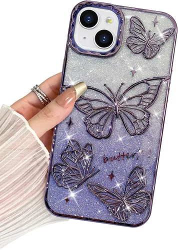Vista 54 de BITOBE Diseñada para iPhone 16 Pro Max, Bonita Funda de Mariposa 3D Delgada con Chapado Brillante Reluciente de Lujo para Mujeres y Niñas Protectora