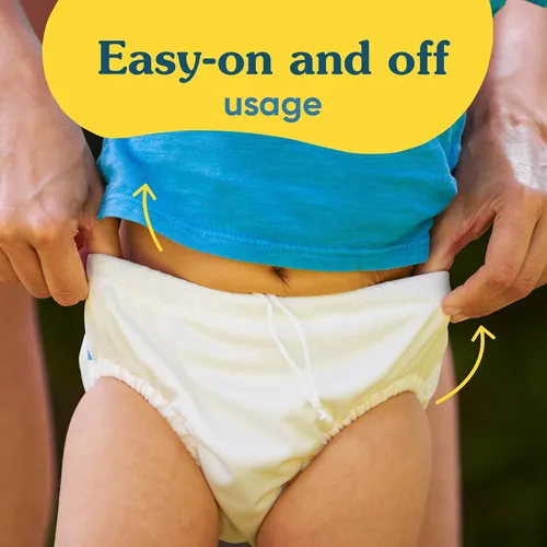 Vista 7 de Charlie Banana Pañal de natación reutilizable lavable, cordón ajustable para bebés y niñas, ajuste impermeable suave y cómodo para evitar fugas