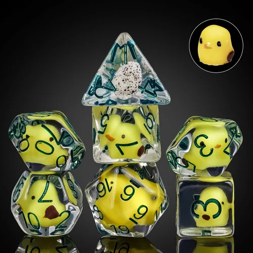 Vista 46 de Cusdie Dados DND de 7 Dados, Juego de Dados Poliédricos Rellenos con Animal, para Juego de Rol D&D Dados (Águila)