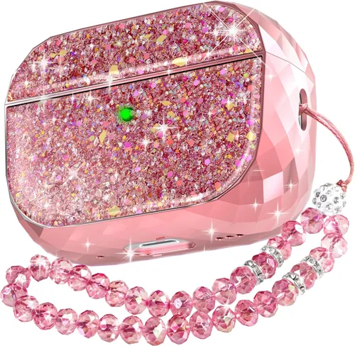 AhaStyle Funda para AirPods Pro 2 (2024/2023/2022) para mujeres y niñas, funda protectora rígida brillante de lujo, compatible con Apple AirPods Pro