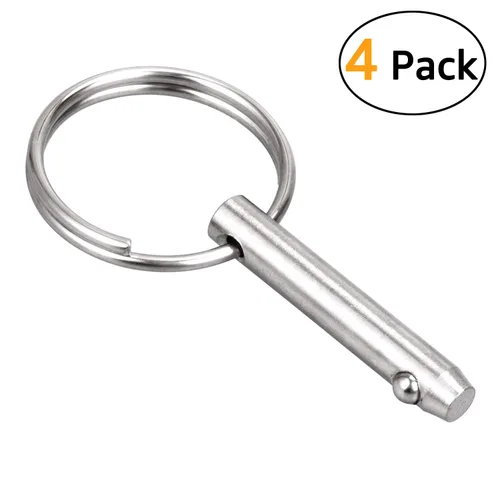 Vista 4 de Pasador de liberación rápida Bimini con diámetro de 0.25 pulgadas, longitud total de 1.49 pulgadas, longitud efectiva de 1 pulgada, acero inoxidable