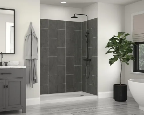 Vista 7 de Miseno MSW786032 ReadySet 60" X 32" X 78" Kit de Pared para Ducha de Cinco Paneles en Alcove - Blanco Carrara