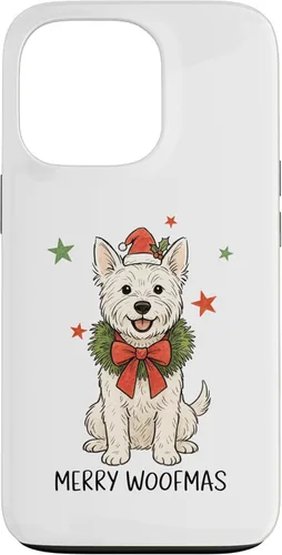 Vista 9 de Merry Woofmas White Terrier Dog Santa Hat Christmas Cute Dog Case for iPhone 15