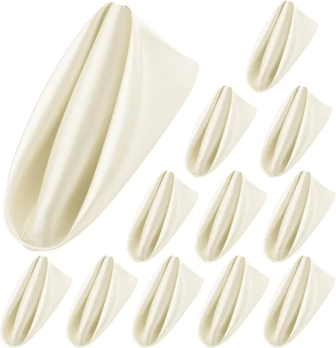 Vista 17 de Aneco 12 Piezas de Servilleta de Satén Cuadrada de 20 x 20 Pulgadas, Servilletas de Cena para Bodas, Servilletas de Fiesta, Servilletas de Mesa