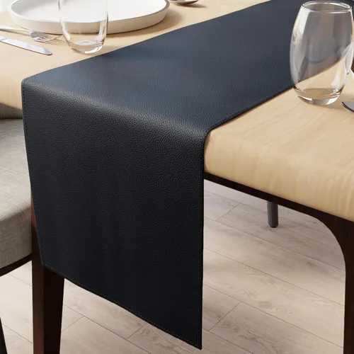 Encasa XO Camino de mesa de piel sintética | Tamaño 12 x 36 pulgadas con 0.028 in de grosor | Chocolate | Respaldo de tricot impermeable y
