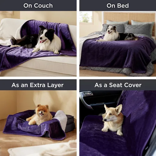 Vista 22 de Bedsure - Mantas impermeables para perros pequeños - Manta de felpa de sherpa con impresión suave lavable para perros y gatos, protector de muebles