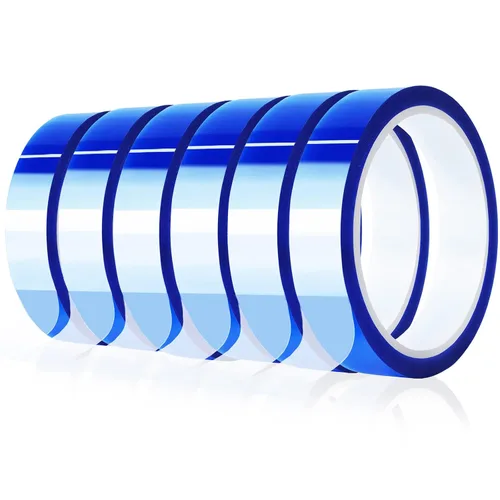 Vista 10 de MEBMIK 2 rollos de 20 mm x 33 m (108 pies) Cinta térmica azul de alta temperatura, cinta resistente al calor, cinta de transferencia de calor