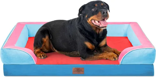 Vista 626 de Comfort Expression Cama ortopédica para perros extra grandes de 45 x 35 pulgadas, cama para mascotas XL de espuma tipo caja de huevos impermeable