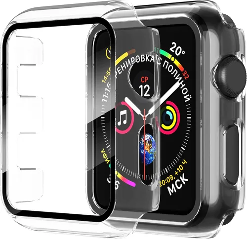 Vista 23 de Diruite Juego de 2 fundas para Apple Watch Series 3/2/1 de 38mm, protector de pantalla de vidrio templado ultradelgado de todo alrededor para iWatch