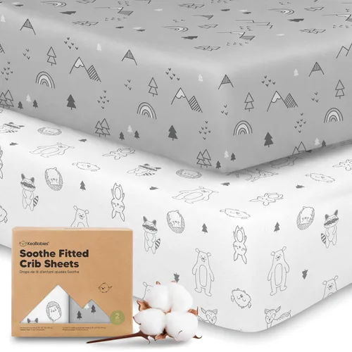 Vista 39 de KeaBabies Paquete de 2 sábanas de cuna orgánicas para niños y niñas - 52x28 Sábanas ajustadas para colchón de cuna, cubierta de jersey de algodón
