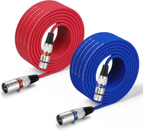 Vista 7 de EBXYA Cable XLR de 2 pies, paquete de 10 unidades, 3 pines, cable de micrófono XLR equilibrado macho a hembra, adecuado para mezclador de audio