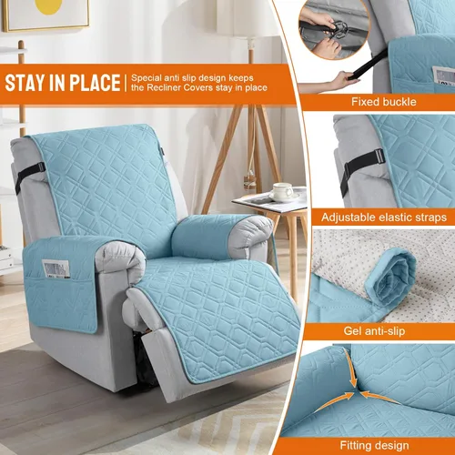 Vista 3 de VANSOFY Fundas 100% impermeables para sillas reclinables, funda antideslizante para silla reclinable para perros, protector de muebles, funda