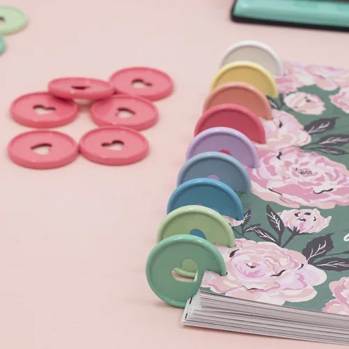 Vista 6 de Craftelier - Anillos de Disco M Metálicos con Corte de Troquel en Forma de Corazón para Encuadernación de Scrapbooking para Planners, Agendas