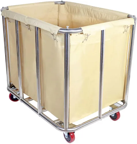 Vista 12 de Cesta de lavandería con ruedas de 105 galones, carrito comercial de gran capacidad para ropa resistente de 400 litros con marco de acero inoxidable