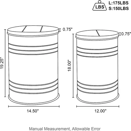 Vista 2 de Glitzhome Mesas anidables para sala de estar, mesas de centro redondas, juego de 2, mesa auxiliar pequeña de metal con almacenamiento y tapa