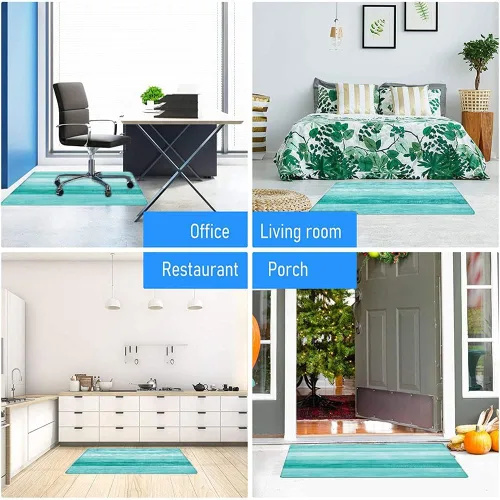 Vista 4 de Teal Hardwood Floor Desk Chair Mat, Painted Wood Board Horizontal Lines Birthdays Easter Holiday Print Backdrop Image, Protects Hardwood Floor Under