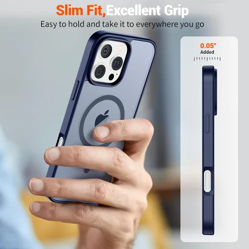 Vista 1529 de SUPFINE - Funda magnética para iPhone 13 Pro Max (compatible con MagSafe), (protección contra caídas de grado militar de 10 pies), delgada, Negro