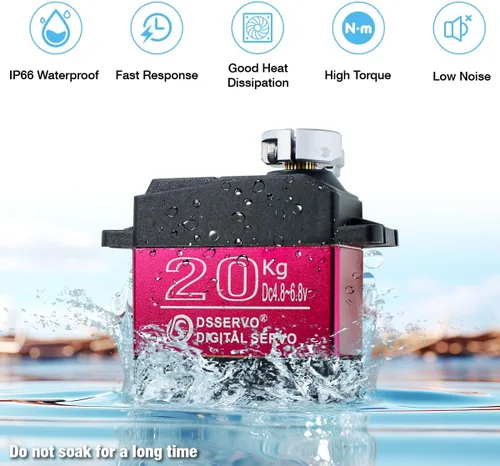 Vista 9 de DS3235 77.2 lbs Digital RC Servo de alto par todo el engranaje de metal Motor sin núcleo impermeable servomotores para RC Robot, coche, camión