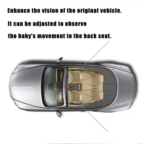 Vista 4 de Espejo retrovisor interior automotriz espejo convexo de gran angular derecho para niños pequeños niños asiento trasero ajustable