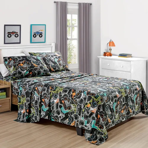 Vista 15 de Chezmoi Collection Juego de sábanas de 3 piezas para niños y adolescentes, microfibra suave, color blanco y negro, estampado de corazones de panda