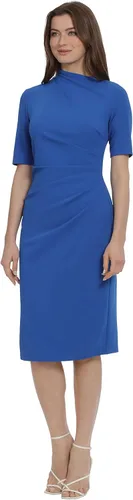 Vista 2 de Maggy London Vestido plisado lateral para mujer con cuello asimétrico y mangas de codo