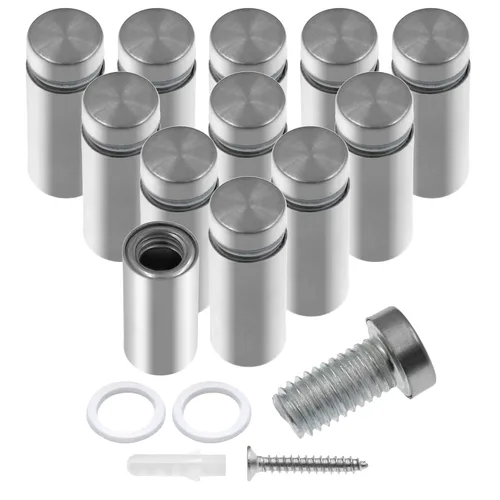 Vista 35 de Luomorgo 12 piezas tornillos separadores de acero inoxidable de 1" x 1", herrajes de montaje para letreros de pared, separadores de vidrio