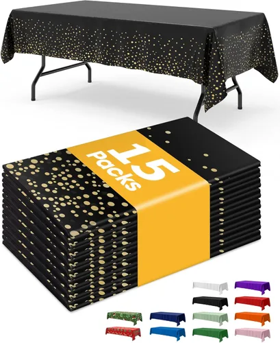 Vista 17 de Niuara Mantel de Mesa Rectangular de Plástico Negro, Paquete de 15, Mantel de 54''×108'' para Mesas de 6 pies, Mantel para Uso Desechable, Cubierta