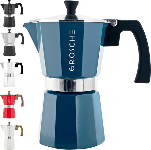 Vista 23 de GROSCHE Milano - Cafetera Moka para estufa, olla de expreso para 3 tazas de café, 5 oz, color negro - Cafetera cubana para estufa, cafetera Moka