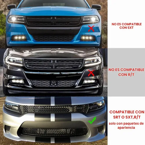 Vista 4 de ECOTRIC Conjunto de Parrilla Delantera Inferior Compatible con Dodge Charger SRT Scat Pack Daytona 2015-2023 Protector de Parrilla de Malla