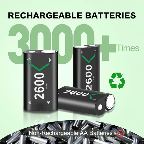Vista 6 de Paquete de batería recargable para Xbox de 3 x 2600 mAh paquete de batería recargable con controlador Xbox One base de estación de carga