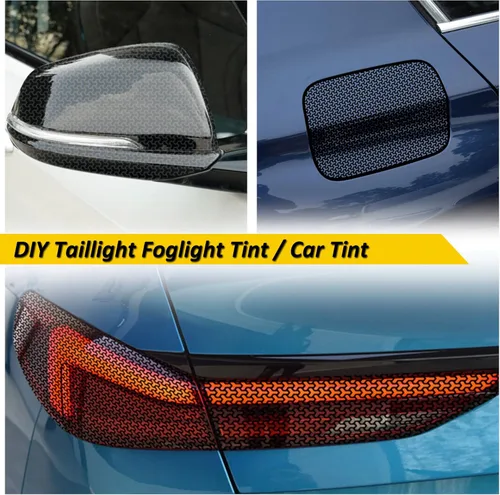 Vista 6 de Paquete de 2 láminas autoadhesivas para faros delanteros, color Y cuadrícula, para luces traseras, autoadhesivas, de 18.89 x 11.81 pulgadas