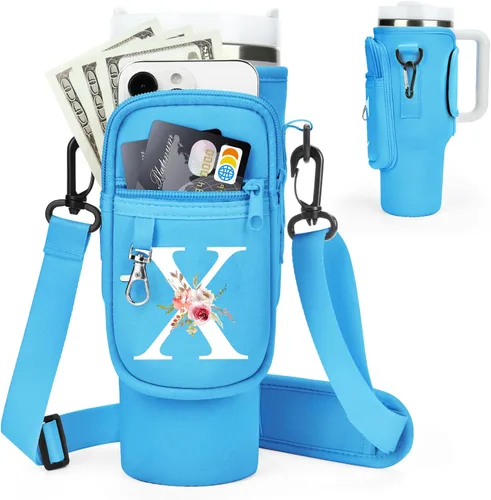 Vista 42 de Initial Water Bottle Holder with Strap for Stanley Cup Accessories 40 oz Tumbler/Simple Modern Tumbler Bag, Water Bottle Carrier Bag with Strap for