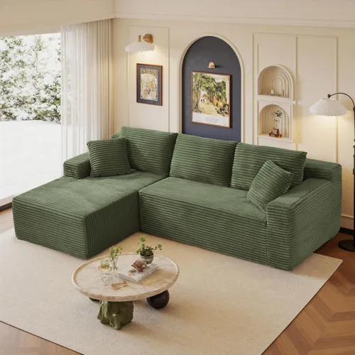 Vista 69 de Sofás seccionales de 105" para sala de estar, sofá nube con forma de L tapizado sin estructura rígida, sofá seccional moderno modular con chaise