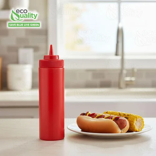 Vista 7 de [Paquete de 24] Botellas de plástico rojo de 24 onzas para condimentos, salsas, aderezos, artes y manualidades, salsa de tomate, mostaza, aceite