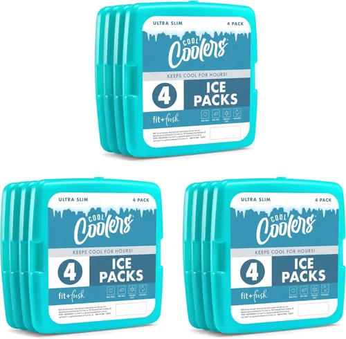 Vista 3 de Cool Coolers by Fit + Fresh, Reusable & Long-Lasting Slim Ice Packs, Cold Packs for Lunch Boxes, Ice Packs for Lunch Bags, Purple 8 Pack
