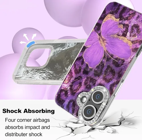 Vista 96 de I-MGAE-IN-AR - Funda diseñada para iPhone 12 y 12 Pro, diseño de mariposa plateada brillante, funda protectora de poliuretano termoplástico, suave