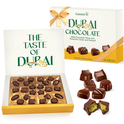 Chocolate Dubai, 24 chocolates premium, caja de regalo de lujo de chocolate Dubai para compartir con amigos y seres queridos, caja de chocolate de