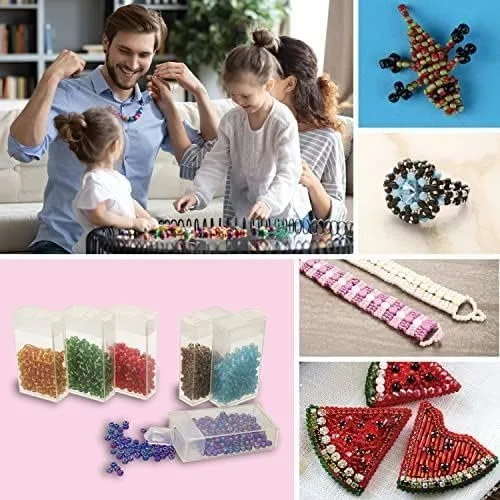 Vista 6 de The Beadsmith Basic Elements - Cuentas de vidrio para semillas, varios colores de 60 redondas, aproximadamente 2,350 cuentas, 24 cajas abatibles
