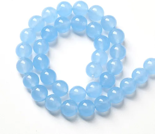 Vista 4 de 46 cuentas sueltas de calcedonia azul aguamarina para hacer joyas, pulseras y collares