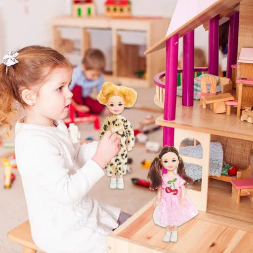 Vista 7 de ONEST 10 juegos de muñecas de 5 pulgadas con ropa de muñeca, trajes de fiesta para niñas, muñecas de niño, accesorios de muñeca para niños