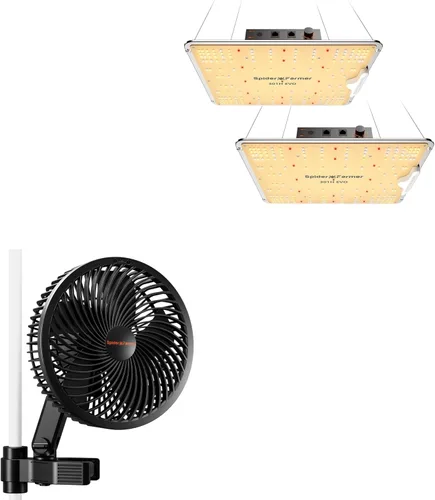 Spider Farmer Ventilador de tienda de cultivo de 6 pulgadas y SF1000-2Pack, Samsung LM301H EVO Led Grow Light, luz de crecimiento de plantas de