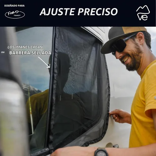 Vista 5 de VanEssential Rejilla completa de malla para puerta trasera, diseñada para furgonetas Ford Transit con techo medio SÓLO - Cierre con cremallera