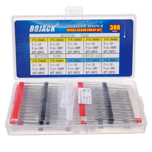 BOJACK 10 valores 300 piezas de diodos rectificadores 1N4001 1N4002 1N4003 1N4004 1N4005 1N4006 1N4007 Schottky Diodos 1N5817 1N5818 1N5819 Kit
