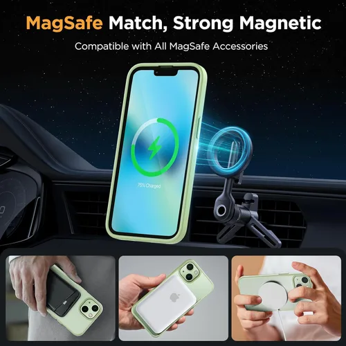 Vista 604 de Miracase - Funda magnética para iPhone 13 de 6.1 pulgadas (compatible con MagSafe) (con 2 protectores de pantalla), protección de grado militar