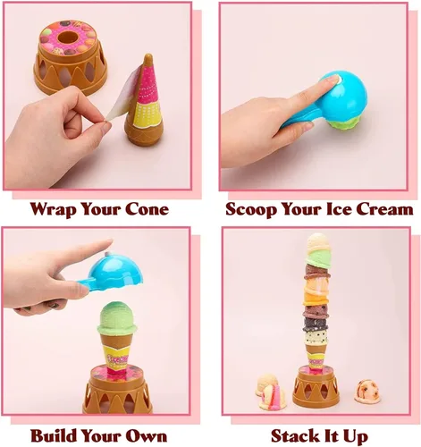 Vista 5 de Juego de equilibro con torre de helados con cucharón para niños